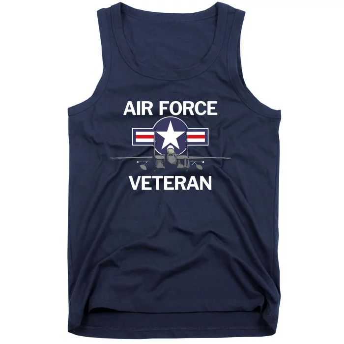 Air Force Veteran With Vintage Roundel And F15 Jet Tank Top