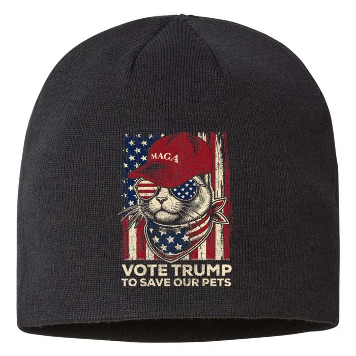 American Flag Vote Trump To Save Our Pets 2024 Maga Trump 8 1/2in Sustainable Knit Beanie