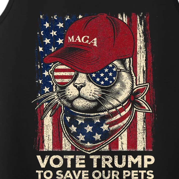 American Flag Vote Trump To Save Our Pets 2024 Maga Trump Performance Tank