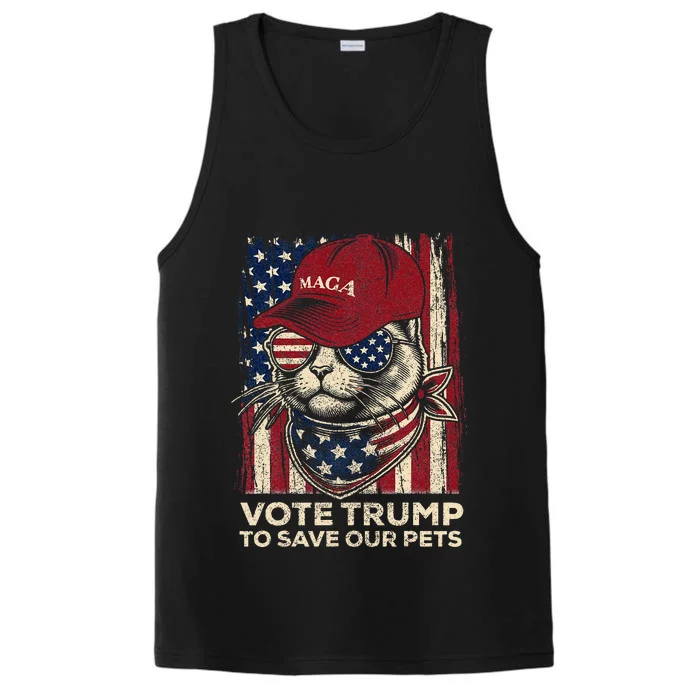 American Flag Vote Trump To Save Our Pets 2024 Maga Trump Performance Tank