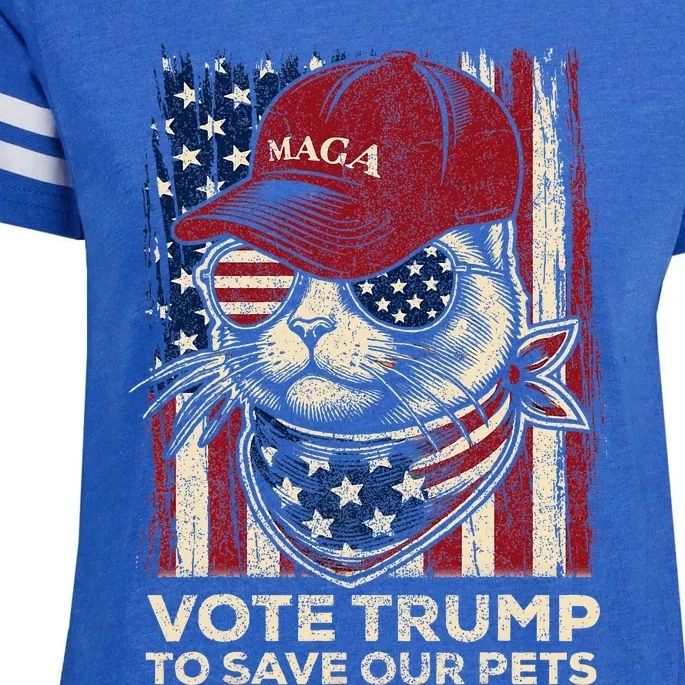 American Flag Vote Trump To Save Our Pets 2024 Maga Trump Enza Ladies Jersey Football T-Shirt