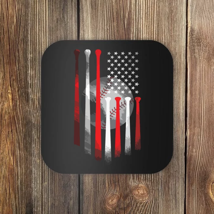 American Flag Vintage Baseball Flag Dad, Mom Tee Coaster