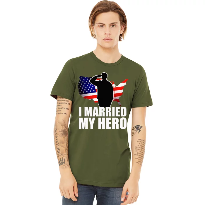 American Flag Veteran Military Wife Support Premium T-Shirt