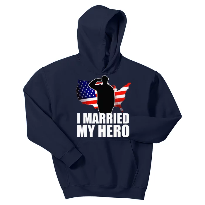 American Flag Veteran Military Wife Support Kids Hoodie