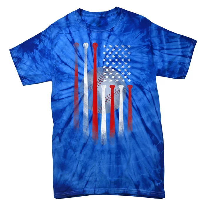 American Flag Vintage Baseball Flag Dad Mom Tee Gift Tie-Dye T-Shirt