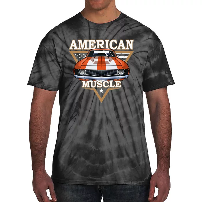 American Flag Vintage Muscle Car Hot Rod And Muscle Car Tie-Dye T-Shirt