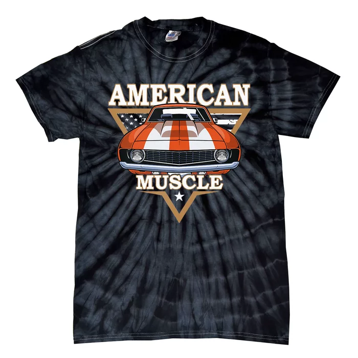 American Flag Vintage Muscle Car Hot Rod And Muscle Car Tie-Dye T-Shirt