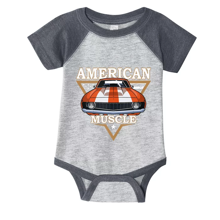 American Flag Vintage Muscle Car Hot Rod And Muscle Car Infant Baby Jersey Bodysuit