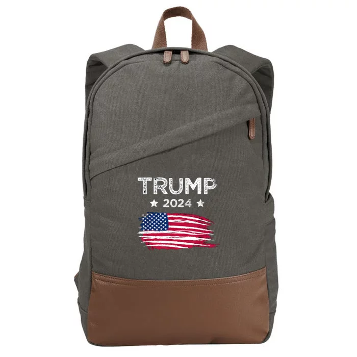 American Flag Vote Trump 2024 Anti Biden 4th Of July Cotton Canvas Backpack