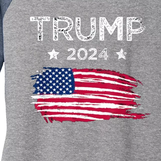 American Flag Vote Trump 2024 Anti Biden 4th Of July Women's Tri-Blend 3/4-Sleeve Raglan Shirt