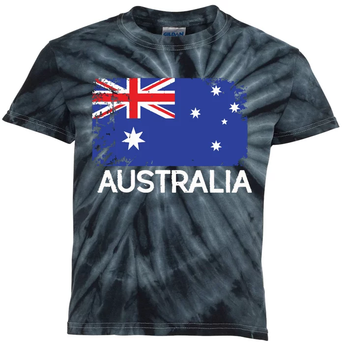 Australian Flag Vintage Made In Australia Gift Kids Tie-Dye T-Shirt