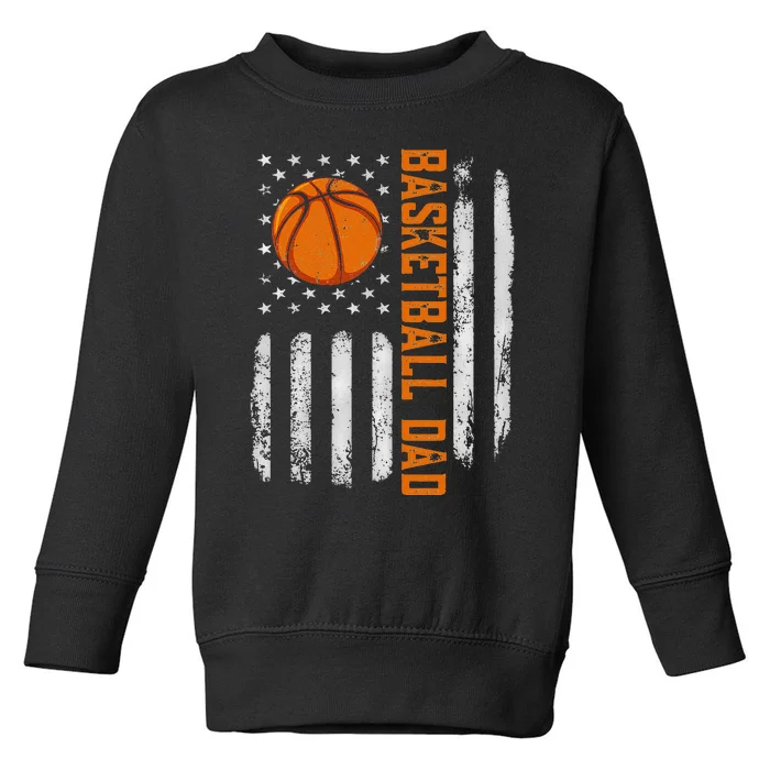 American Flag Vintage Basketball Flag Dad Father's Day Toddler Sweatshirt