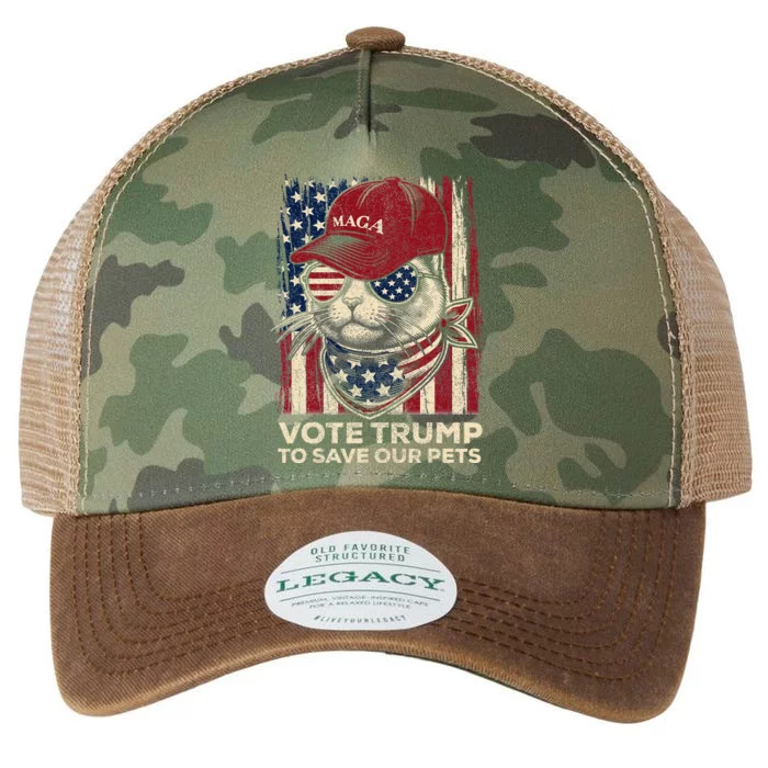 American Flag Vote Trump To Save Our Pets 2024 Legacy Tie Dye Trucker Hat