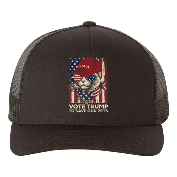 American Flag Vote Trump To Save Our Pets 2024 Yupoong Adult 5-Panel Trucker Hat