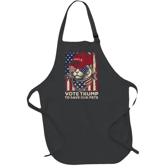 American Flag Vote Trump To Save Our Pets 2024 Full-Length Apron With Pocket