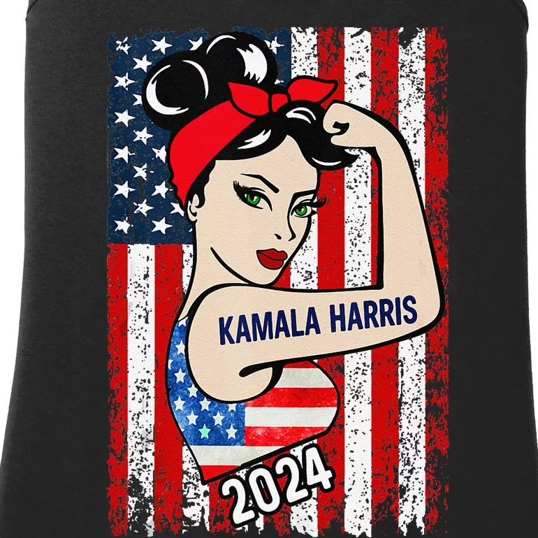 America Flag Vote 47 Kamala Harris 2024 President Ladies Essential Tank