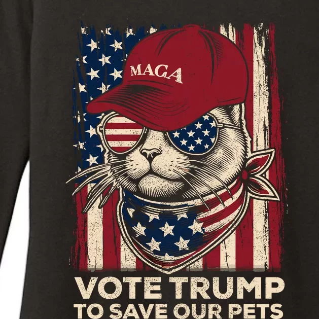 American Flag Vote Trump To Save Our Pets 2024 Maga Trump Womens CVC Long Sleeve Shirt