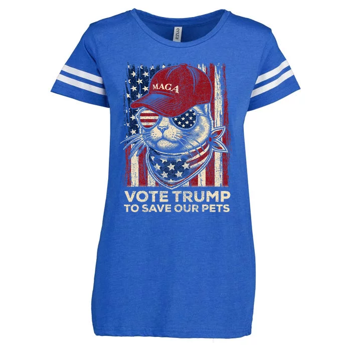 American Flag Vote Trump To Save Our Pets 2024 Enza Ladies Jersey Football T-Shirt