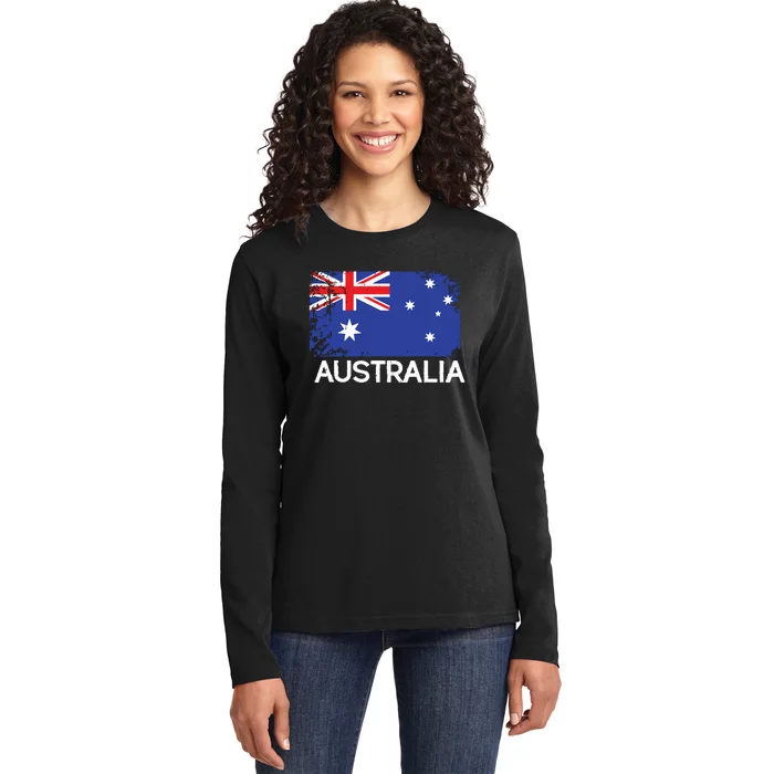 Australian Flag Vintage Made In Australia Gift Ladies Long Sleeve Shirt