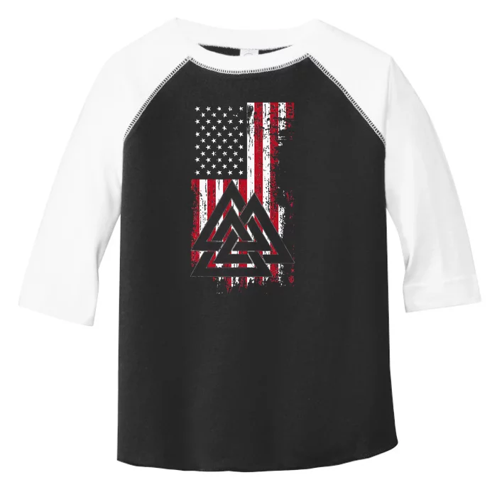 American Flag Viking Valknut Nordic Rune Celtic American Toddler Fine Jersey T-Shirt