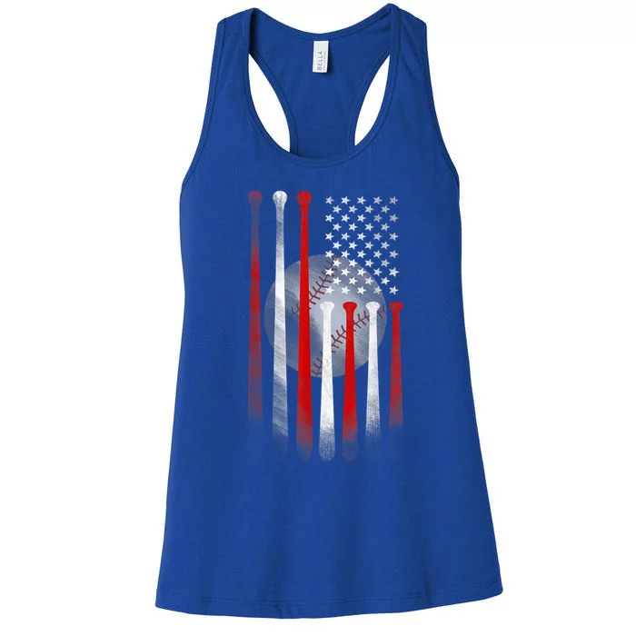 American Flag Vintage Baseball Flag Dad Mom Tee Gift Women's Racerback Tank