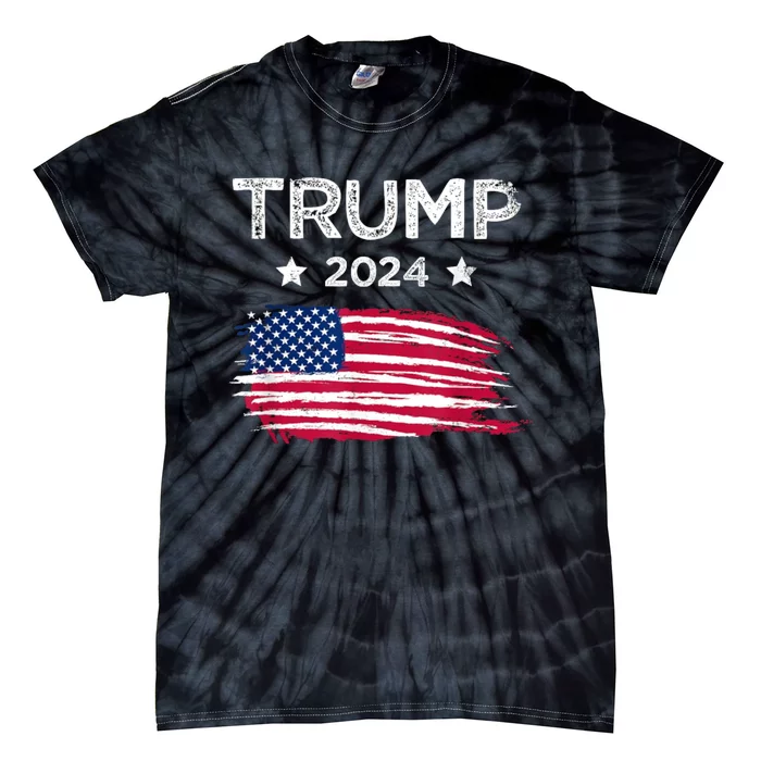 American Flag Vote Trump 2024 Anti Biden 4th Of July Tie-Dye T-Shirt