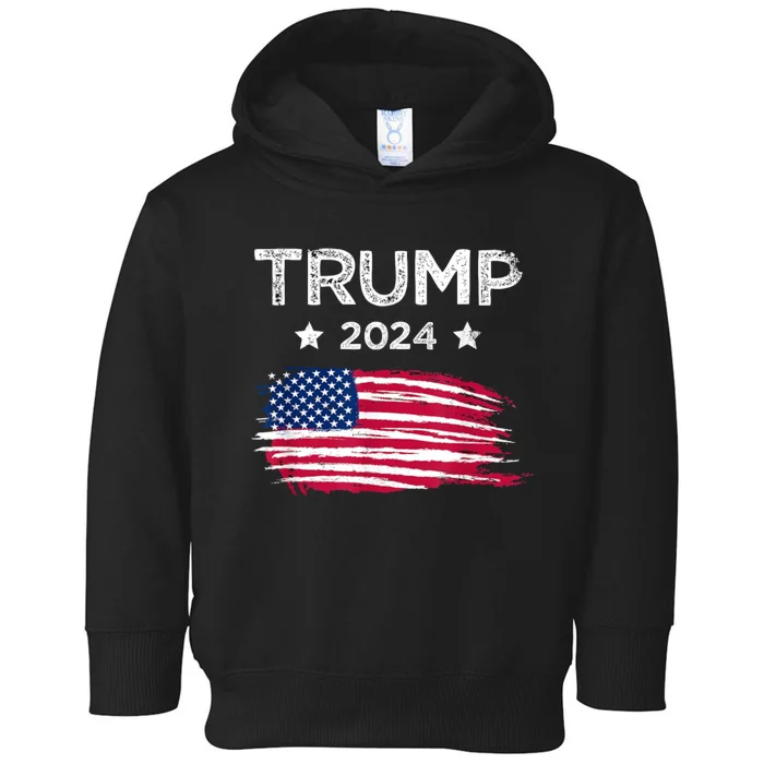 American Flag Vote Trump 2024 Anti Biden 4th Of July Toddler Hoodie