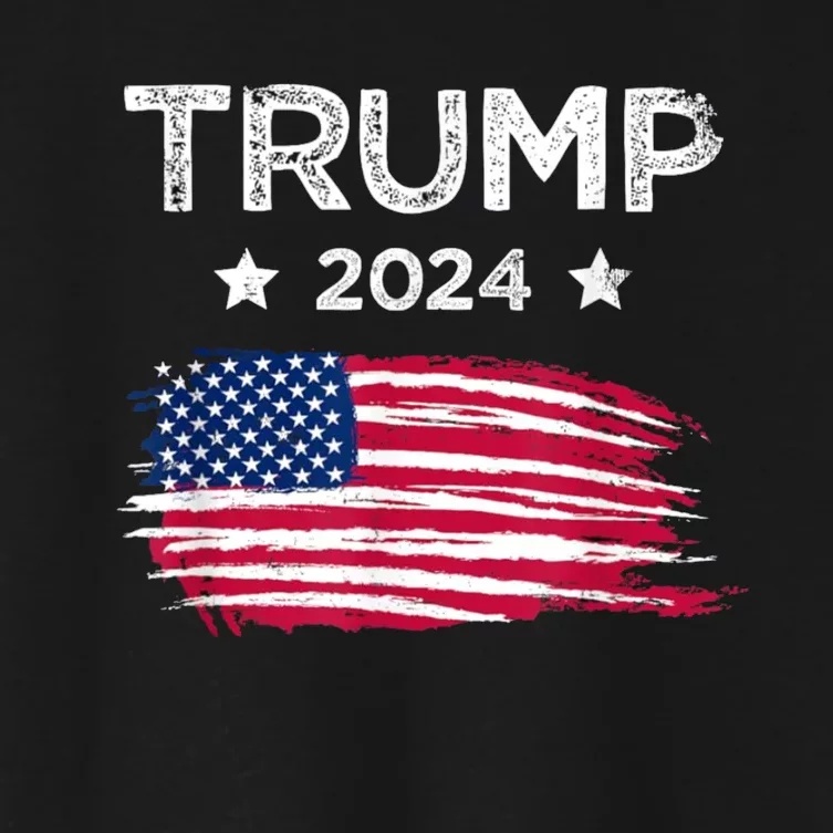 American Flag Vote Trump 2024 Anti Biden 4th Of July Women's Crop Top Tee