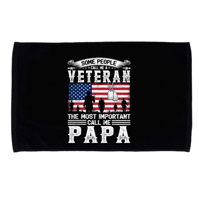 American Flag Vintage Veteran Papa Army Father's Day Great Gift Microfiber Hand Towel