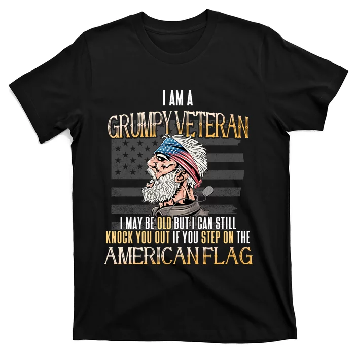 American Flag Veterans Day Patriotic Grumpy Veteran Grandpa T-Shirt