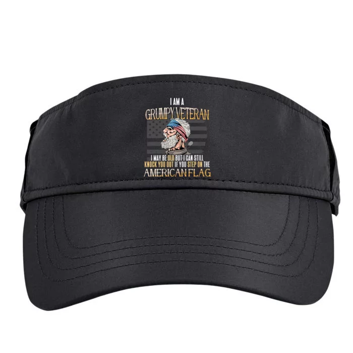 American Flag Veterans Day Patriotic Grumpy Veteran Grandpa Adult Drive Performance Visor