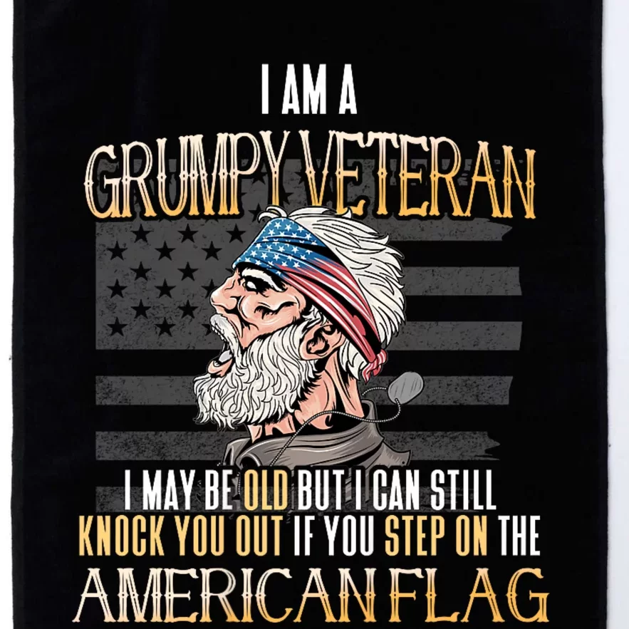 American Flag Veterans Day Patriotic Grumpy Veteran Grandpa Platinum Collection Golf Towel