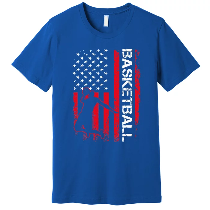 American Flag Vintage Basketball USA Flag Premium T-Shirt