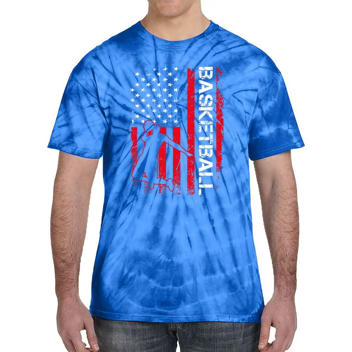 American Flag Vintage Basketball USA Flag Tie-Dye T-Shirt