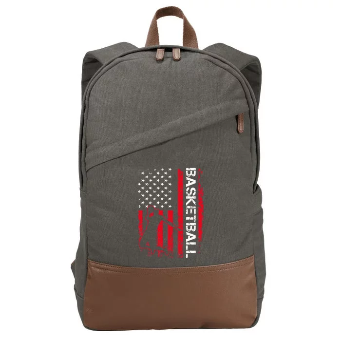 American Flag Vintage Basketball USA Flag Cotton Canvas Backpack