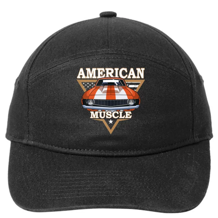 American Flag Vintage Muscle Car Hot Rod And Muscle Car 7-Panel Snapback Hat