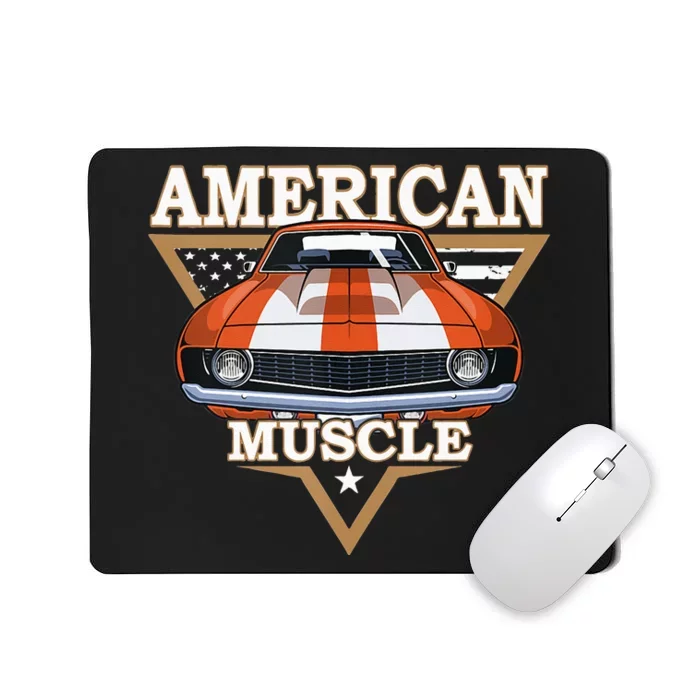 American Flag Vintage Muscle Car Hot Rod And Muscle Car Mousepad