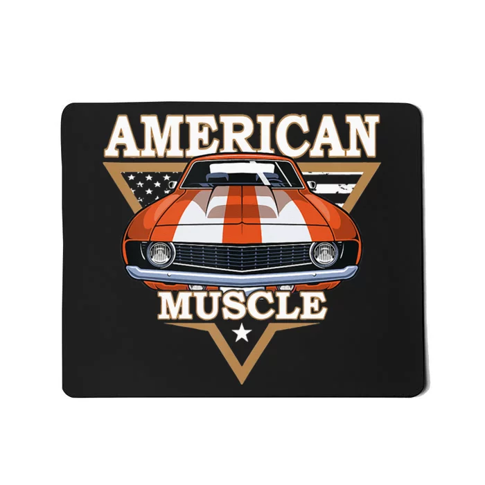 American Flag Vintage Muscle Car Hot Rod And Muscle Car Mousepad