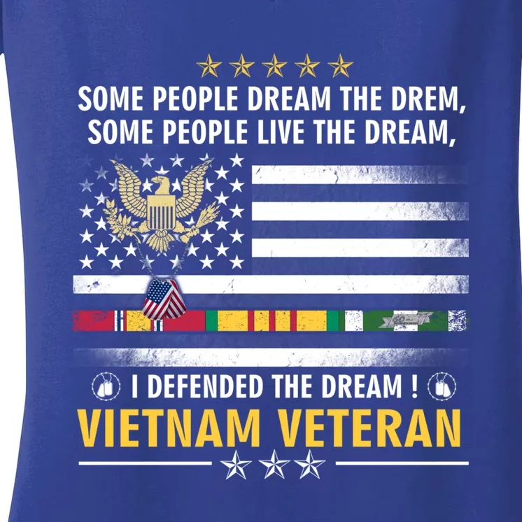 American Flag Veterans Day Patriotic Vietnam Veteran Grandpa Gift Women's V-Neck T-Shirt