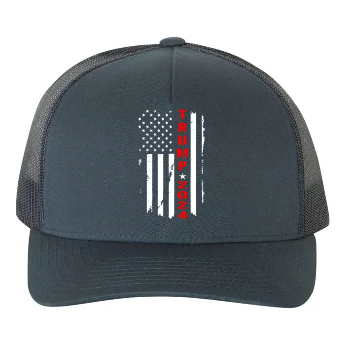 American Flag Vintage Trump 2024 Yupoong Adult 5-Panel Trucker Hat