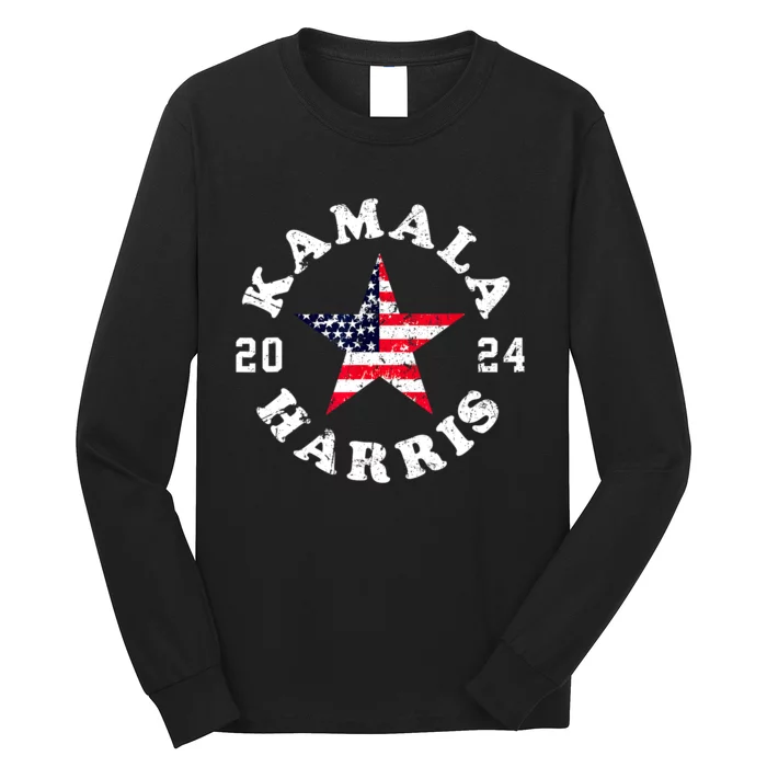 American Flag Vote Kamala Harris 2024 President Gift Long Sleeve Shirt