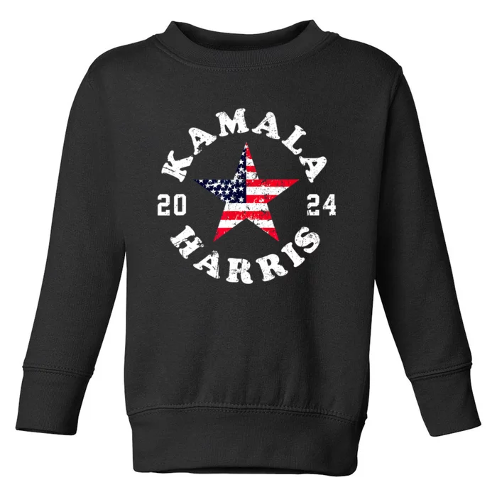 American Flag Vote Kamala Harris 2024 President Gift Toddler Sweatshirt