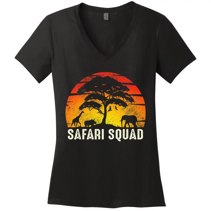 African Family Vacation Safari Squad Funny Matching Trip Women's V-Neck T-Shirt