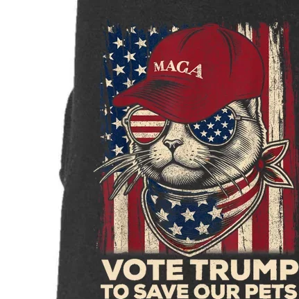 American Flag Vote Trump To Save Our Pets 2024 Maga Trump Doggie 3-End Fleece Hoodie