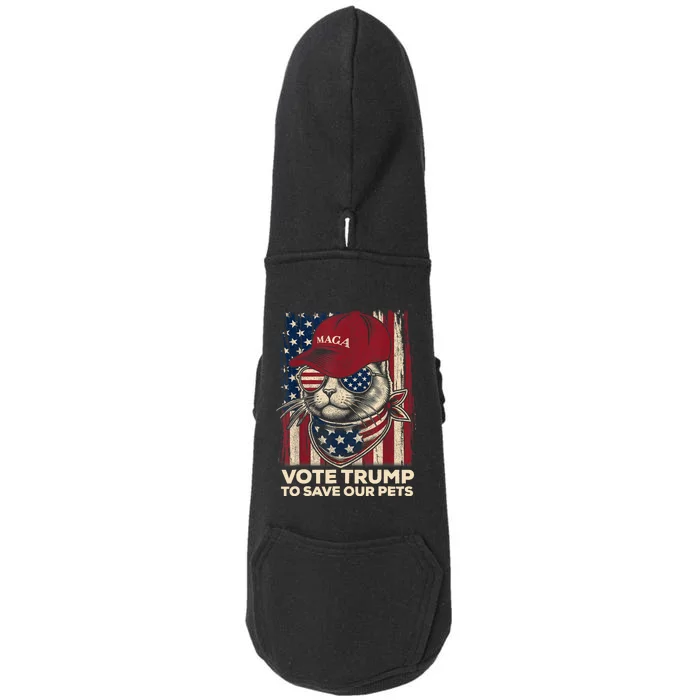 American Flag Vote Trump To Save Our Pets 2024 Maga Trump Doggie 3-End Fleece Hoodie