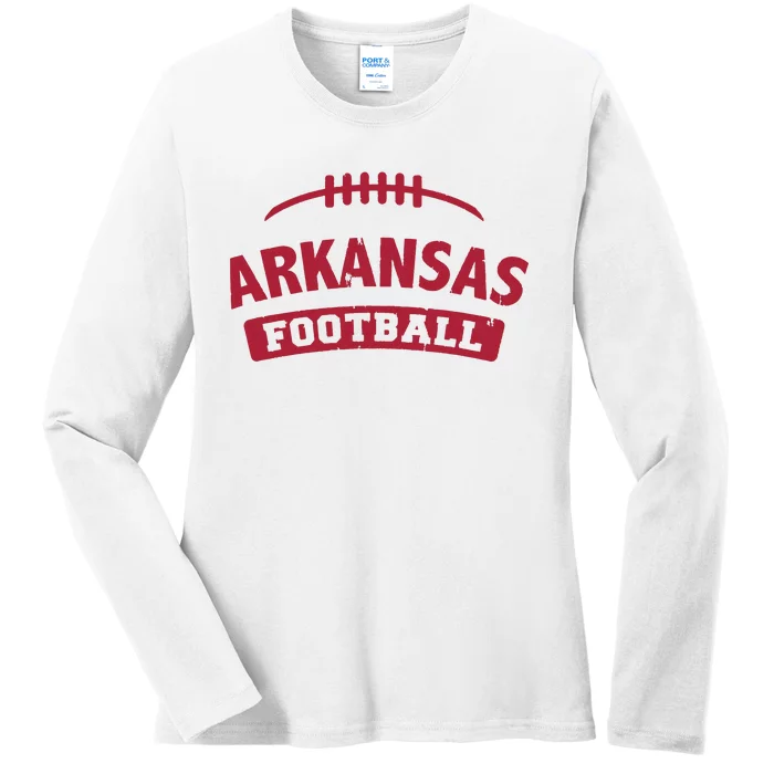 Arkansas Football Vintage Distressed Ladies Long Sleeve Shirt