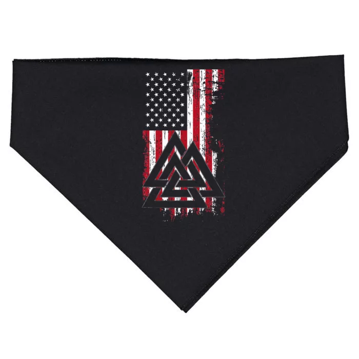 American Flag Viking Valknut Nordic Rune Celtic American USA-Made Doggie Bandana