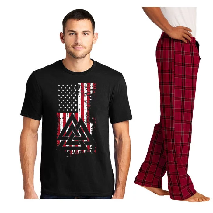 American Flag Viking Valknut Nordic Rune Celtic American Pajama Set