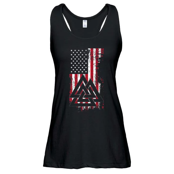 American Flag Viking Valknut Nordic Rune Celtic American Ladies Essential Flowy Tank