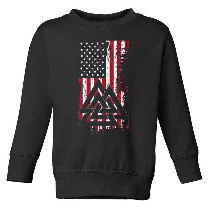 American Flag Viking Valknut Nordic Rune Celtic American Toddler Sweatshirt